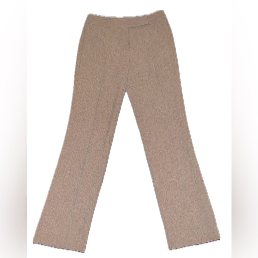 Oatmeal Stretch Twill Bootcut Dress Pants Size 6, Minimalist Tailored Trousers